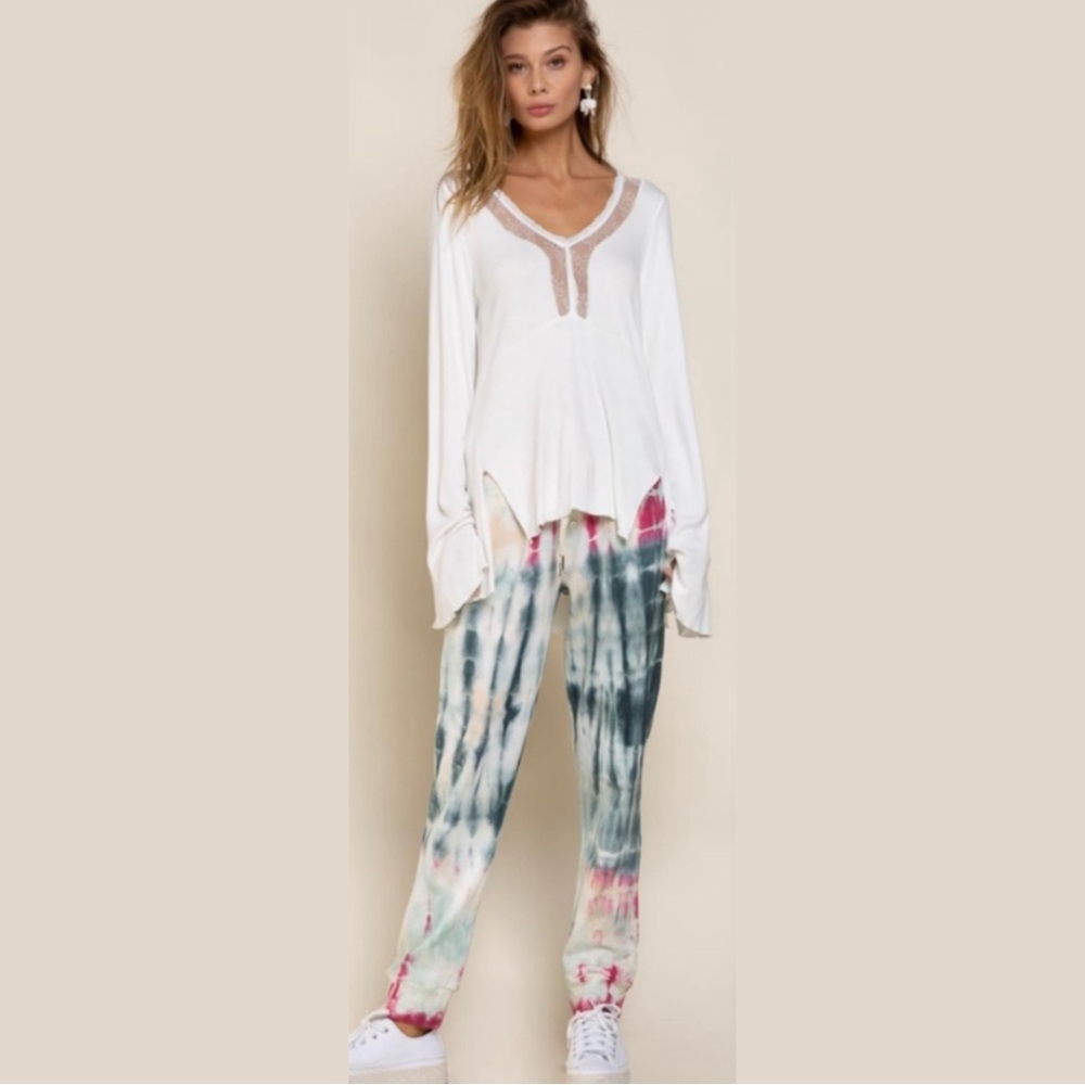 POL Ivory Lace Trimmed Long Sleeve Tee! - Picture 6 of 7